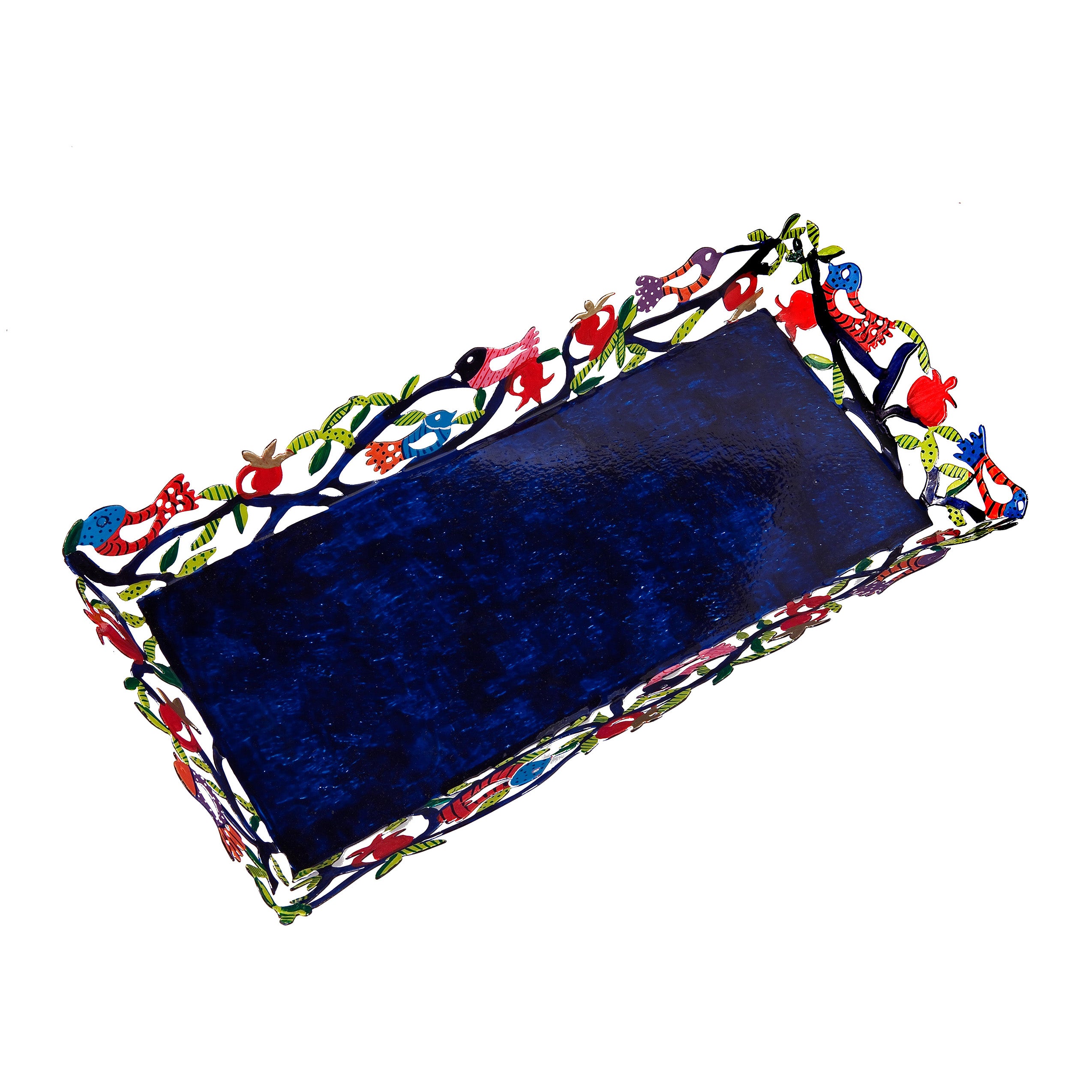 Rectangular Tray - Laser Cut + Hand Painted - Pomegranates